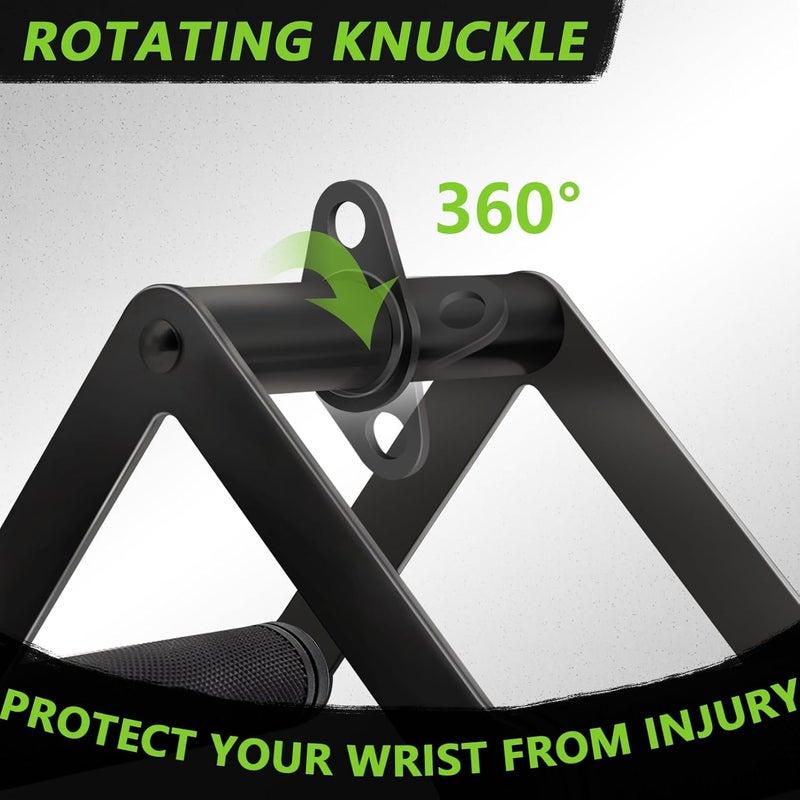Howffite Double D Row Handle Cable Attachment for Weight Workout, Steel with Non-Slip Rubber Grip (Black) - Image 2
